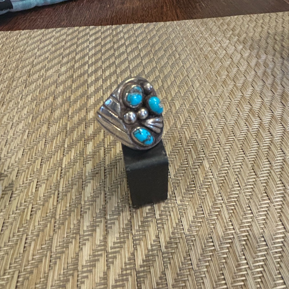 Turquoise And Silver Statement Ring - image 1
